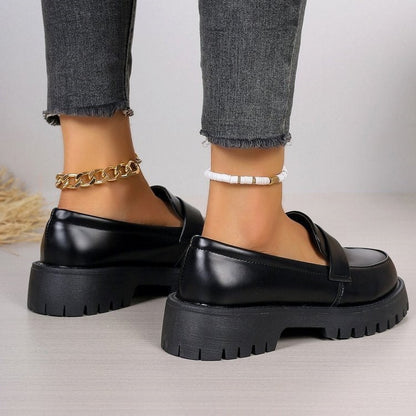 Slip-On Platform Loafers with Penny Strap and Chunky Lug Sole