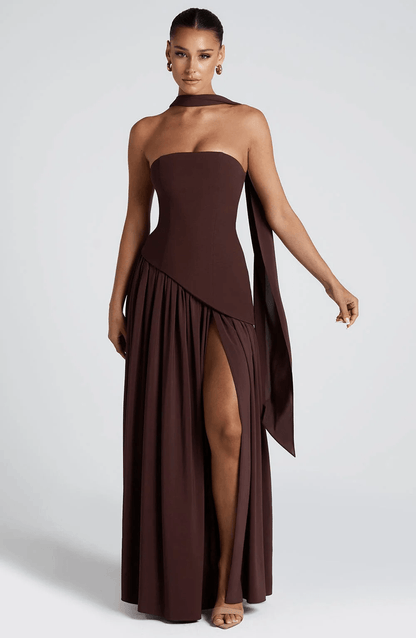 Strapless Split Formal Christmas Dress for Cocktail Evening Maxi Occasions