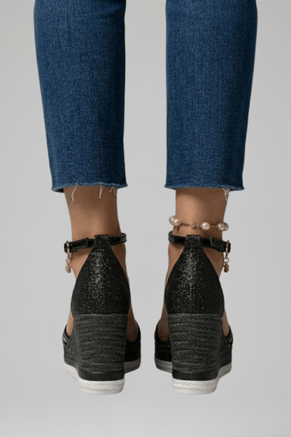 Women's Cushioned Wedge Sandals with Ankle Strap and Platform Sole