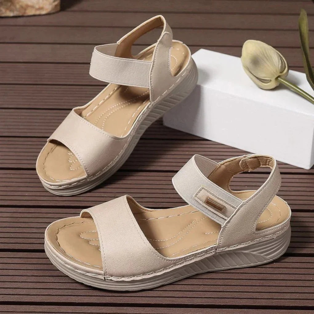 Olivia Drummond Women's Cushioned Wedge Sandals with Ankle Strap