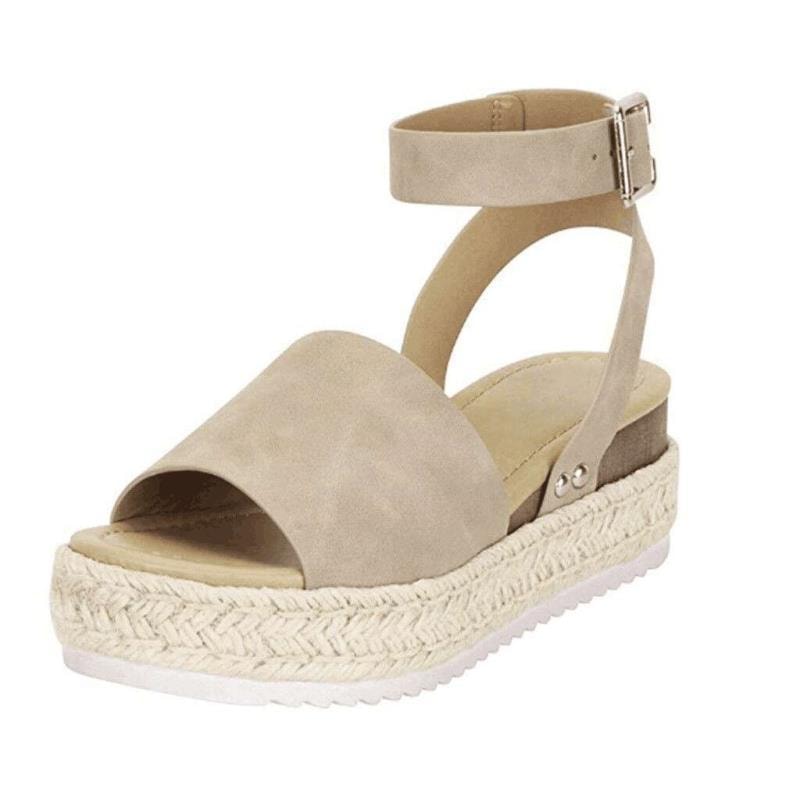 Amanda Cushioned Platform Ankle Strap Sandals for Women with Espadrille Sole