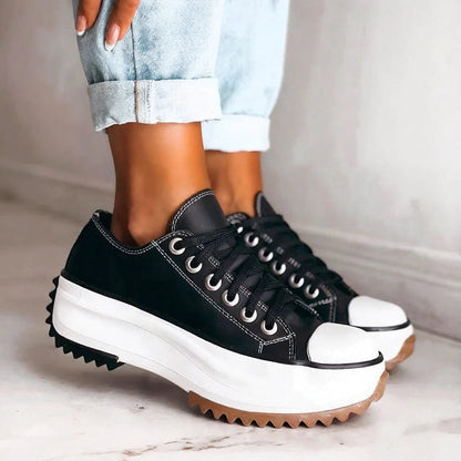 Women's Platform Lace-Up Comfort Sneakers with Chunky Tread Sole