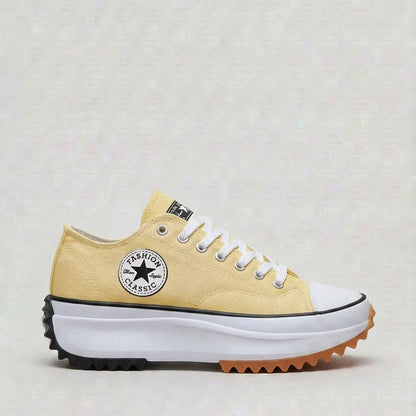 Chunky Platform Canvas Lace-Up Cushioned Sneakers for Women