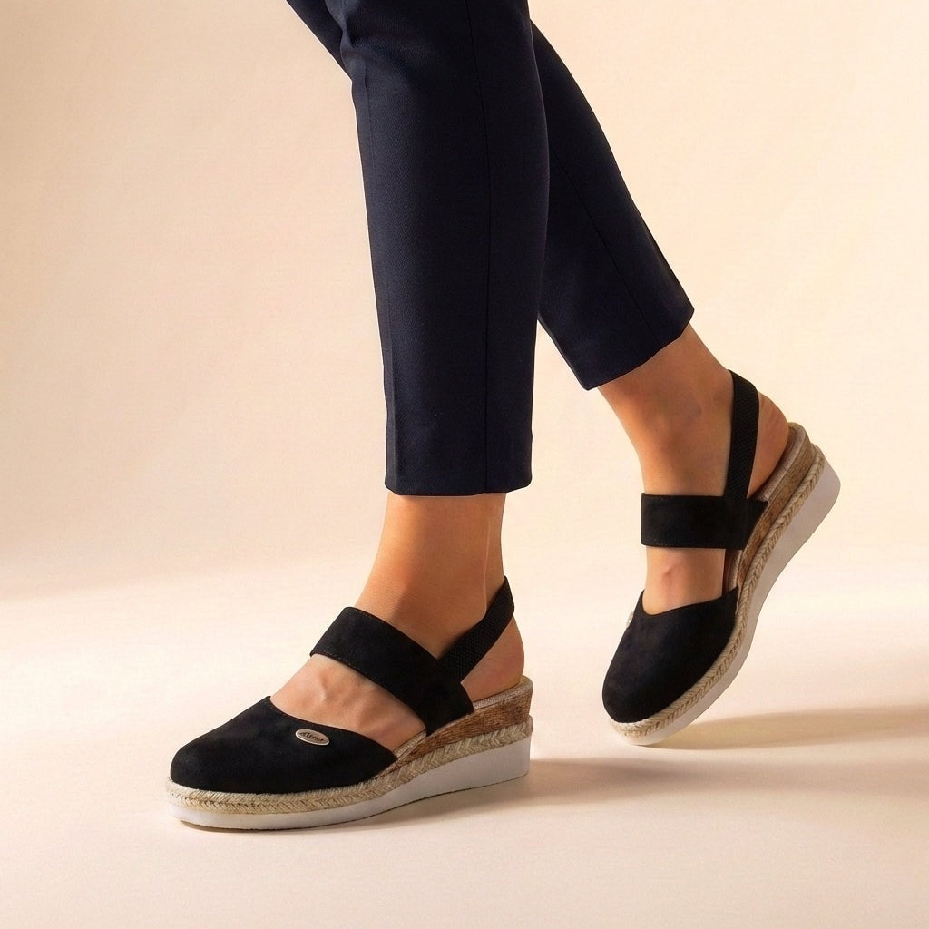 Women's Cushioned Espadrille Wedge Sandals with Slingback Strap