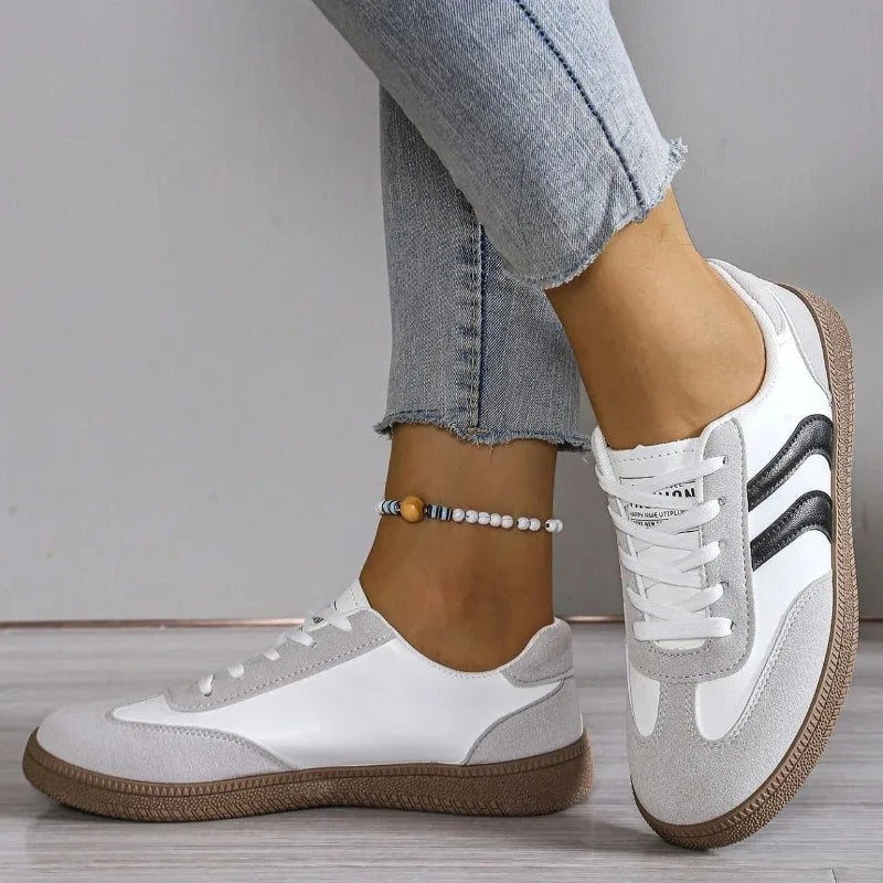 Pamela Panelled Lace-Up Women's Cushioned Sneakers with Arch Support