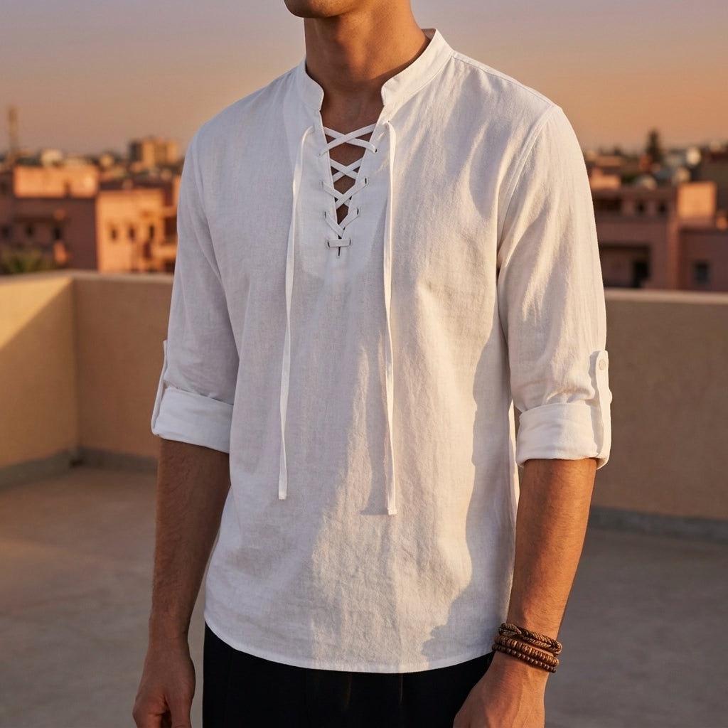 Azmirelle Lace-Up Renaissance Shirt for Men