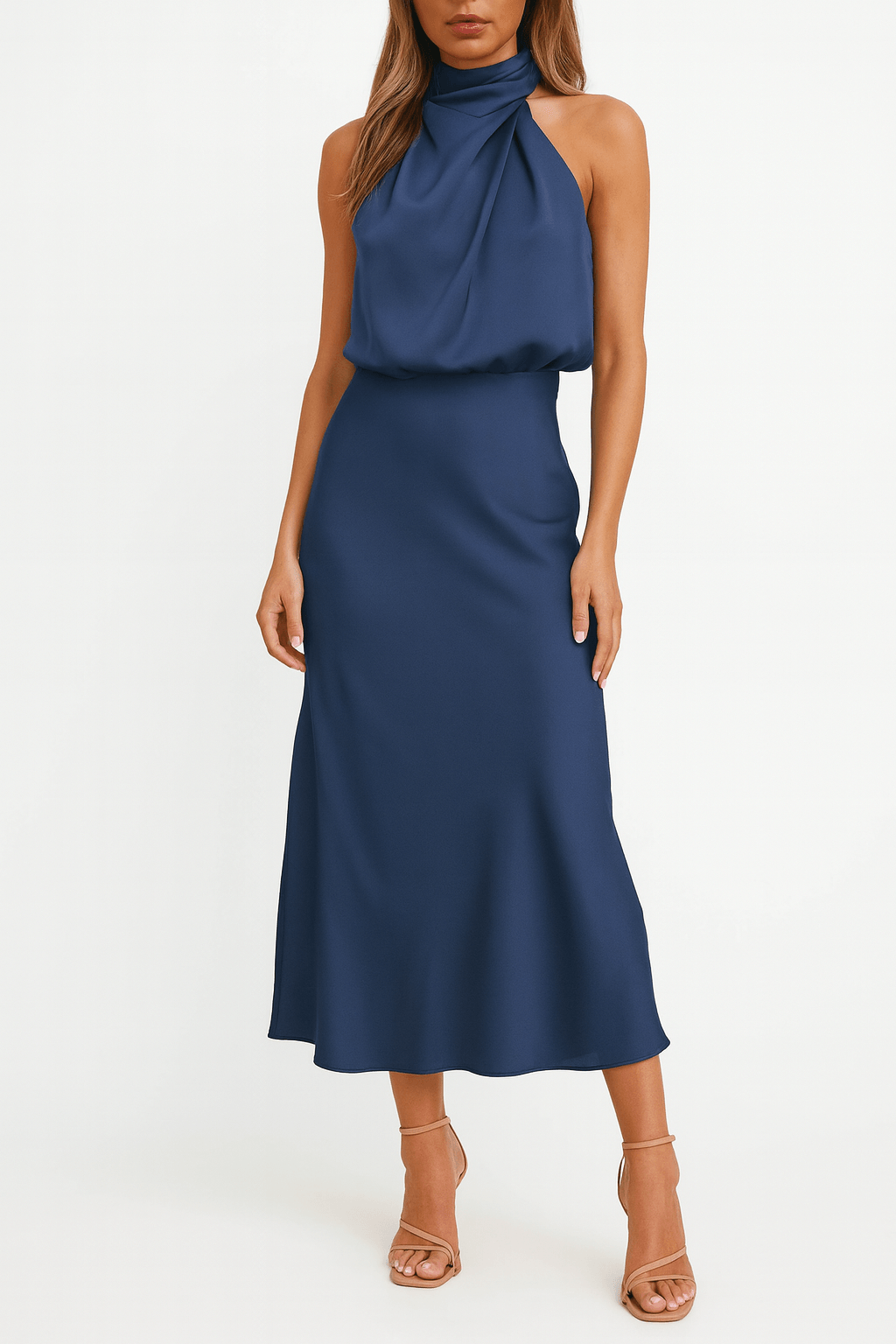 Aurora Bellini Satin Midi Dress for Elegant Christmas Dress Occasions
