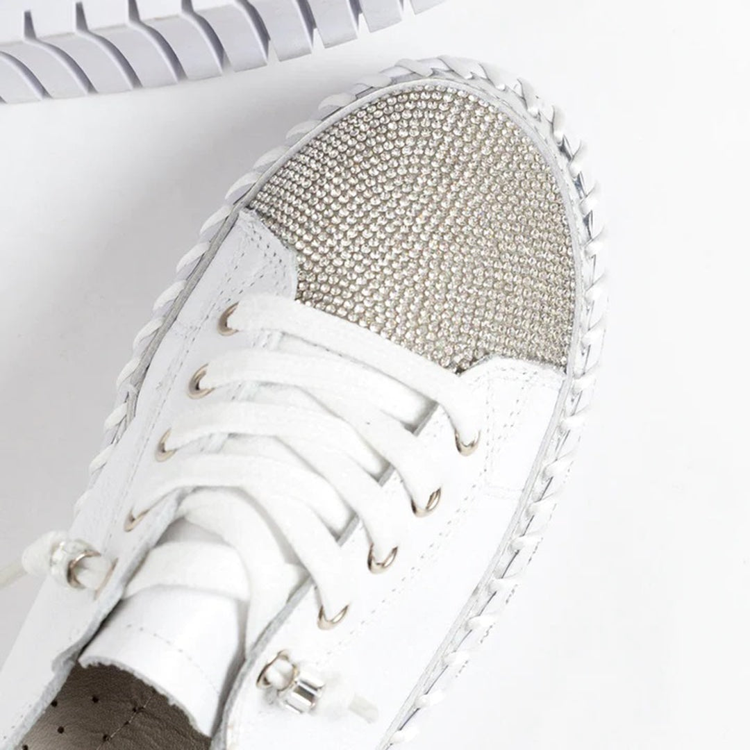 Sparkly Rhinestone Platform Sneakers Lace Up Casual Shoes