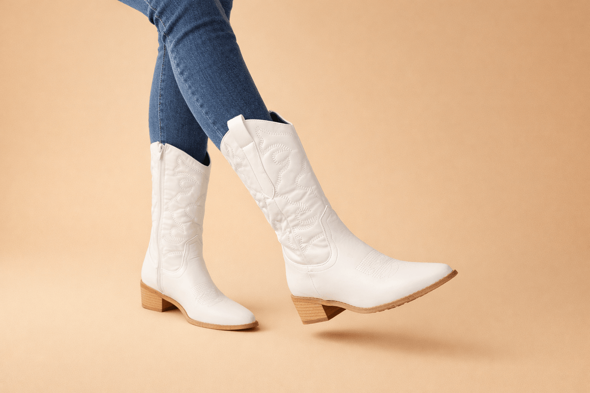 Valentina Rossi | Embroidered Synthetic Leather Western Work Boots for Women