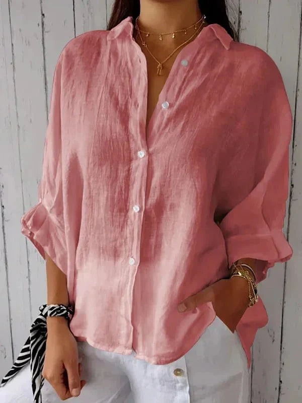 Amélie Rousseau | Women's Relaxed Linen Long-Sleeve Blouse