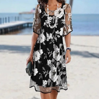 Isabelle Fletcher Floral A-Line Chiffon Dress for Women in Midi Length