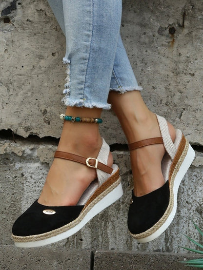 Women's Espadrille Wedge Sandals with Cushioned Footbed