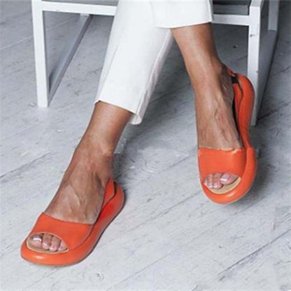 Women's Open-Toe Slingback Sandals with Cushioned Sole in Faux Leather