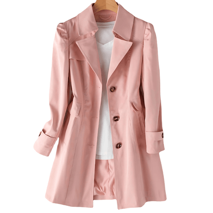 Long Belted Duffle Coat with Fold-Over Collar for Women