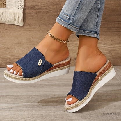 Marina Beckett Woven Espadrille Platform Wedge Sandals with Open Toe