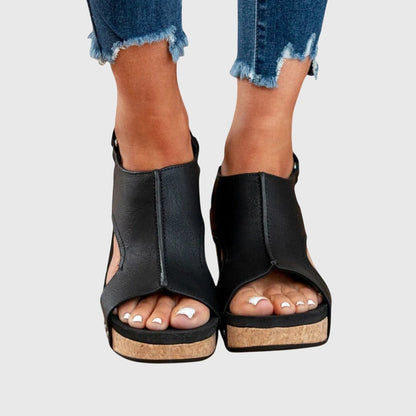 Adela Women's Cushioned Wedge Sandals with Buckle Closure