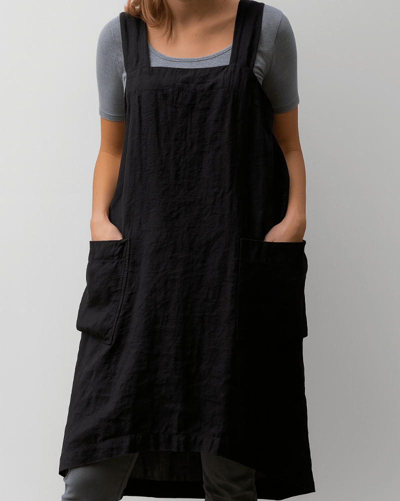 Cotton Linen Summer Pinafore Dress with Pockets for Women