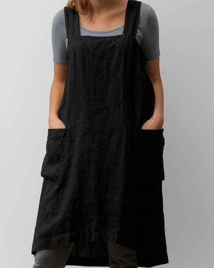 Cotton Linen Summer Pinafore Dress with Pockets for Women
