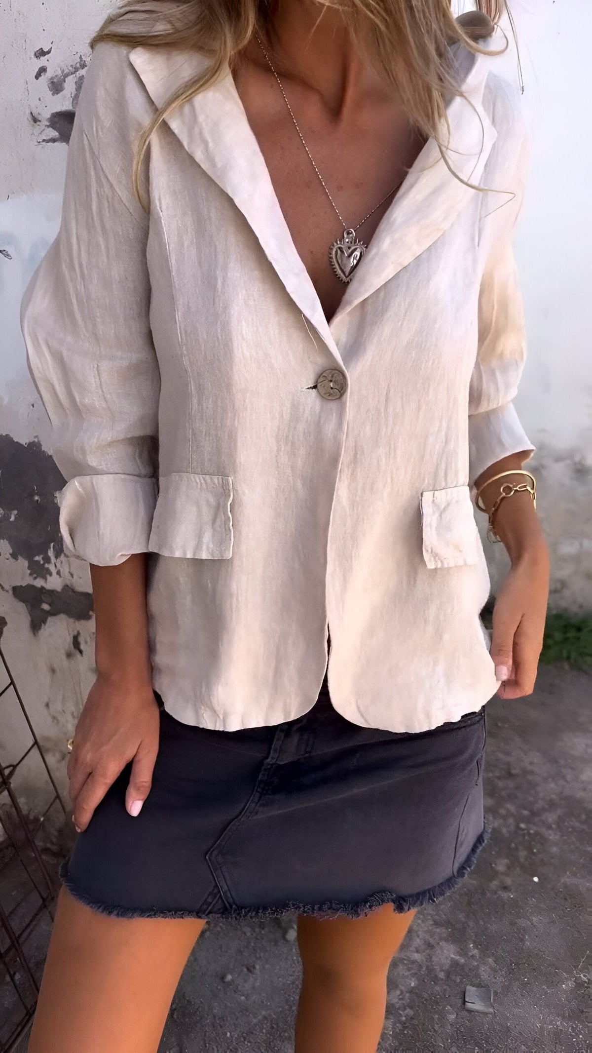 Elise Women's Linen Notch-Lapel Tailored Jacket