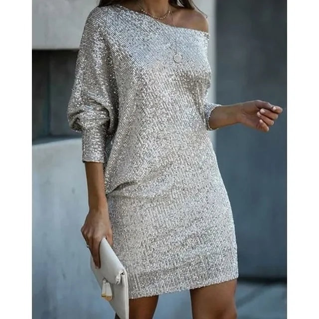 Aurélie Fontaine One Shoulder Sequin Mini Dress for Cocktail Parties