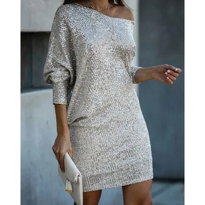Aurélie Fontaine One Shoulder Sequin Mini Dress for Cocktail Parties