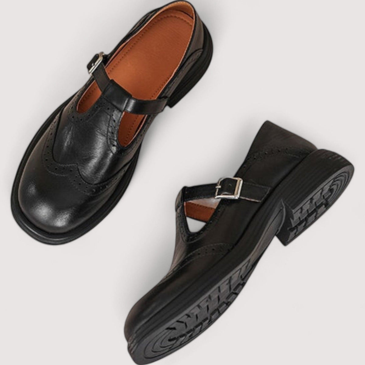 Women's Brogue Mary Jane Comfort Shoes with Ankle Strap