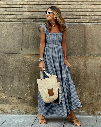 Francesca Flutter Sleeve Maxi Dress with Smocked Bodice