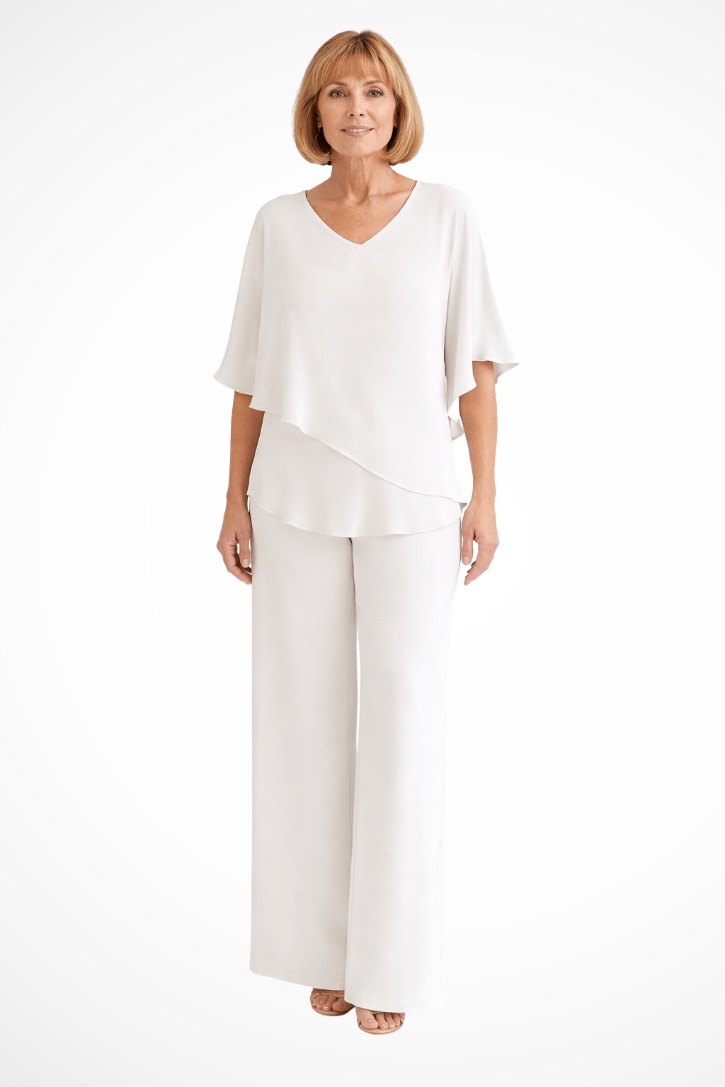Hannah Sullivan Flowy Chiffon Blouse and Wide-Leg Pants Co-ord Set