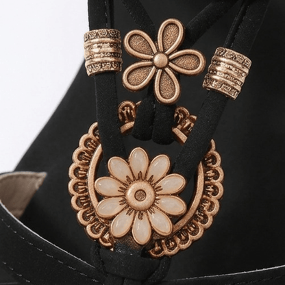 Boho Beaded Flat Sandals with Cushioned Footbed for Women