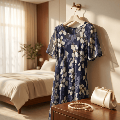Florenza Floral Chiffon Midi Dress for Women with Flutter Sleeves