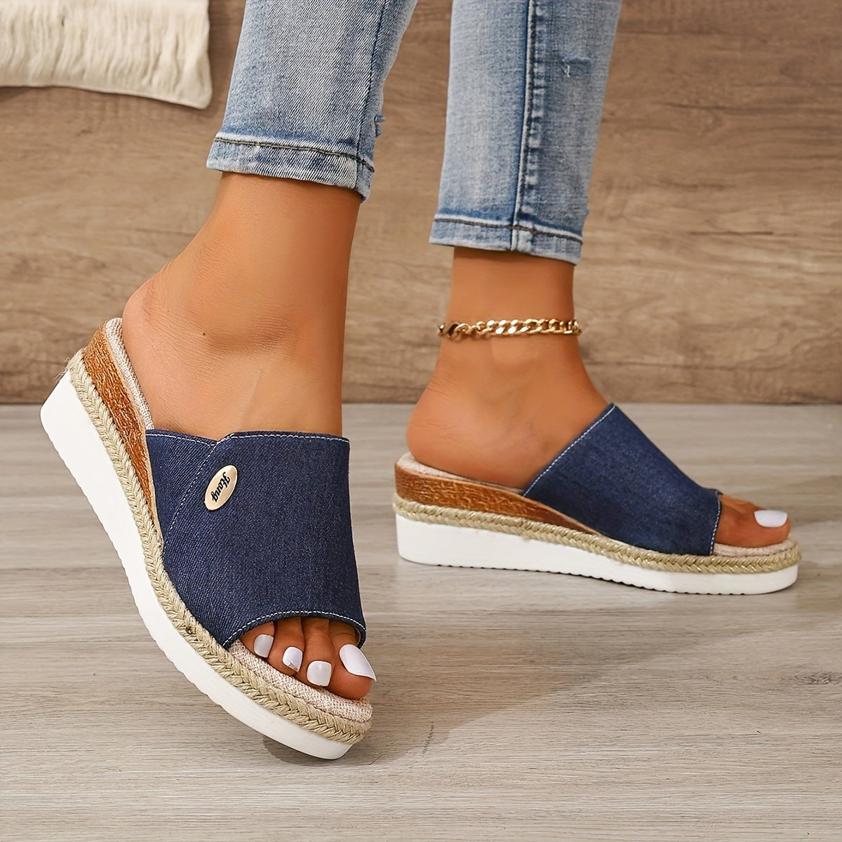 Marina Beckett Woven Espadrille Platform Wedge Sandals with Open Toe