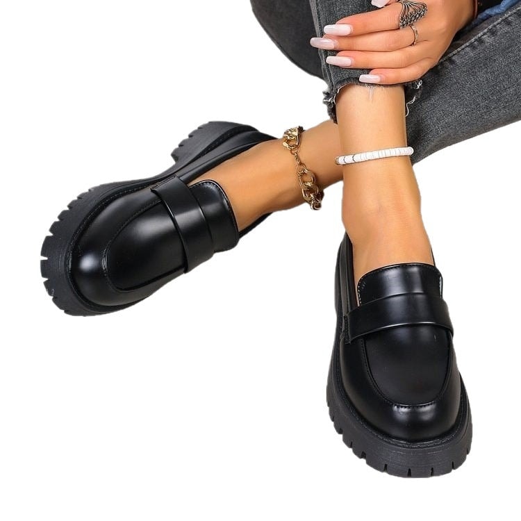 Slip-On Platform Loafers with Penny Strap and Chunky Lug Sole