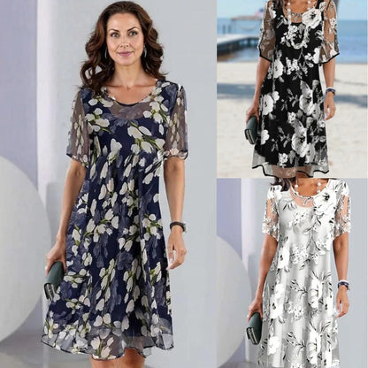 Isabelle Fletcher Floral A-Line Chiffon Dress for Women in Midi Length