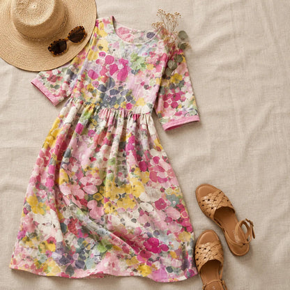 Marivella Floral Loose Midi Dress with Hidden Side Pockets