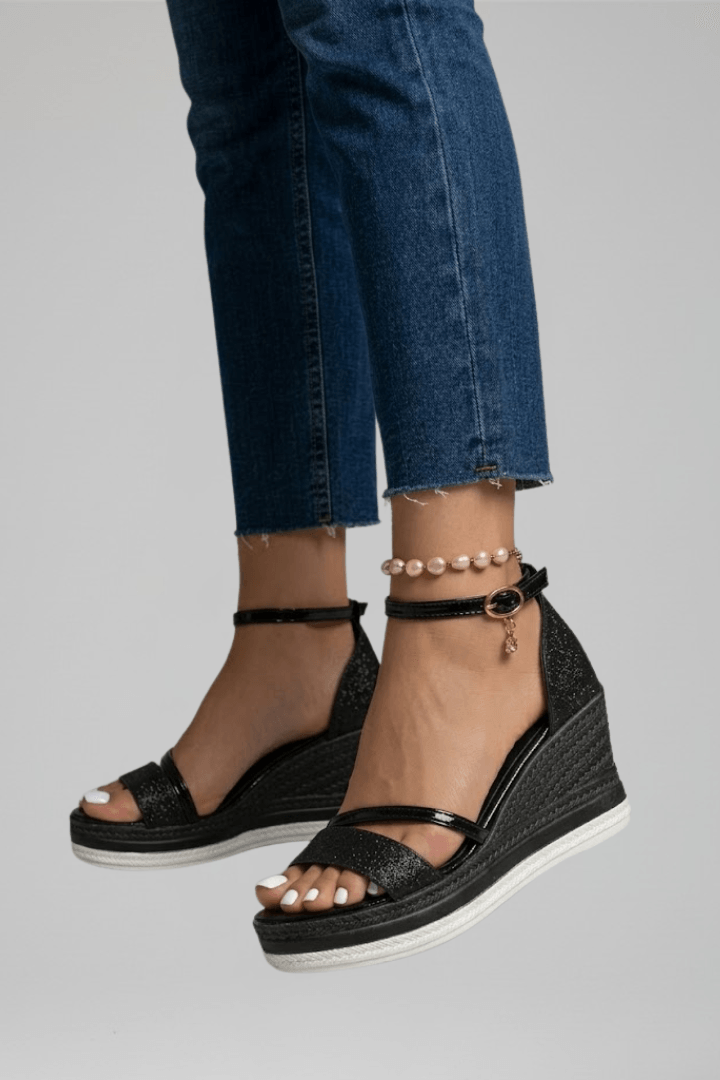 Women's Cushioned Wedge Sandals with Ankle Strap and Platform Sole