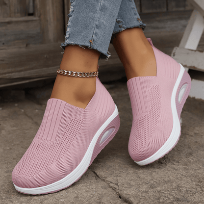 Orthopedic Wedge Slip-On Sneakers with Stretch Mesh Upper and Air Cushion Sole