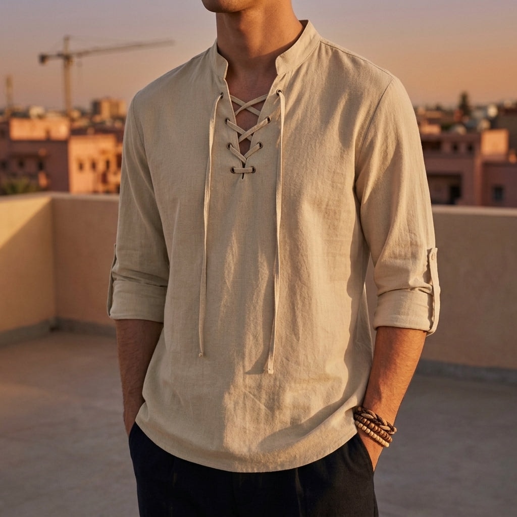 Azmirelle Lace-Up Renaissance Shirt for Men