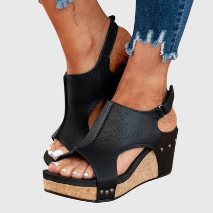Adela Women's Cushioned Wedge Sandals with Buckle Closure