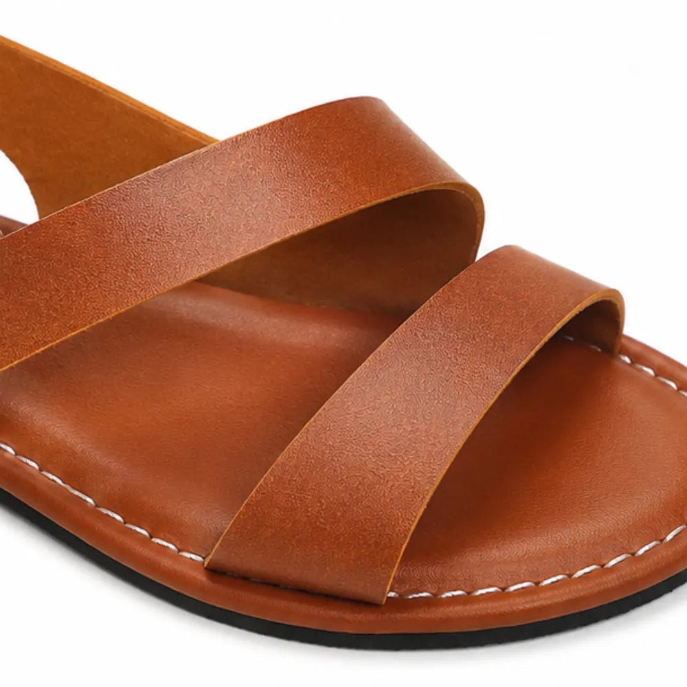 Women's Asymmetric Double Strap Cushioned Sandals with Padded Footbed