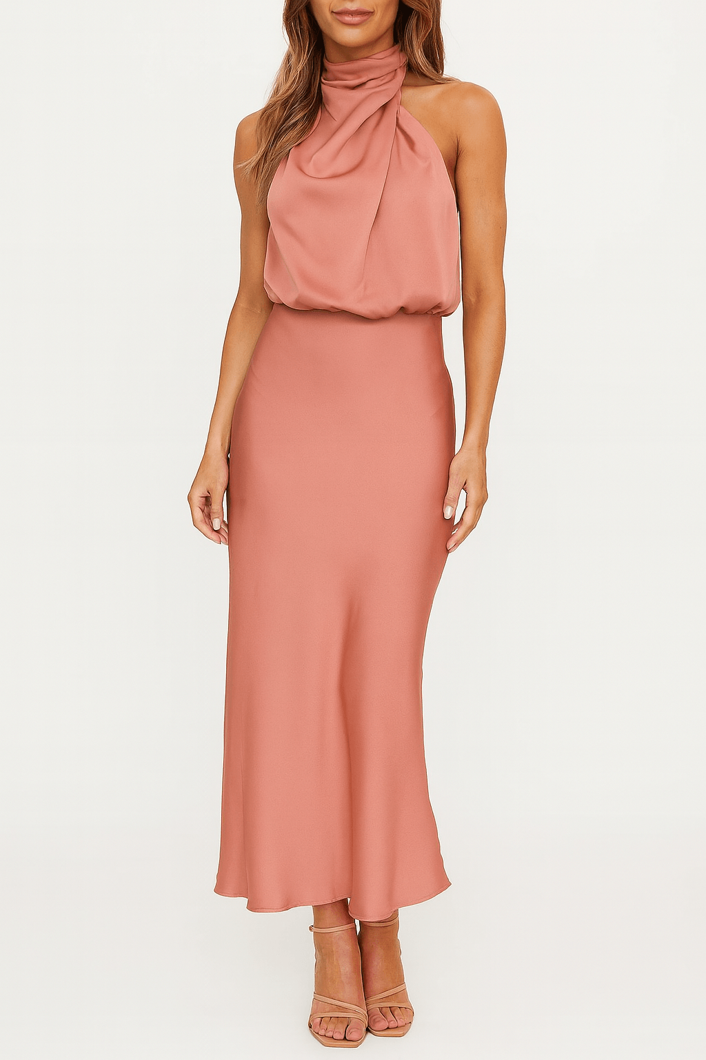 Aurora Bellini Satin Midi Dress for Elegant Christmas Dress Occasions