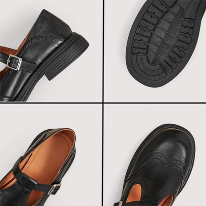 Women's Brogue Mary Jane Comfort Shoes with Ankle Strap