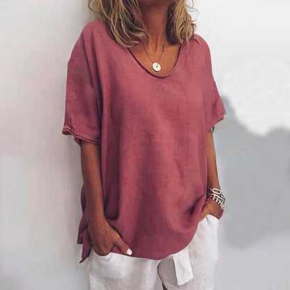 Lyra Women's Loose-Fit Short Sleeve Blouse Top