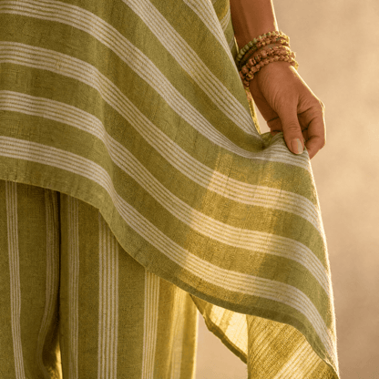Iluma Striped Half-Sleeve Tunic Top for Women in Boho Style