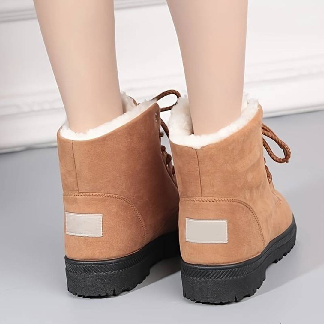 Fur Lined Lace-Up Winter Ankle Shoes with Warm Comfort Fit