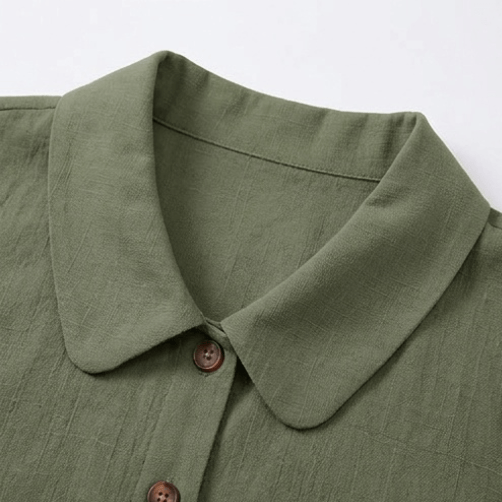 Women's Collared Sleeveless Button-Up Blouse with V-Neck