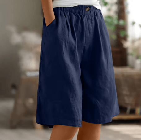 Renee Tailored Linen Shorts with Elasticated Pleated Waist