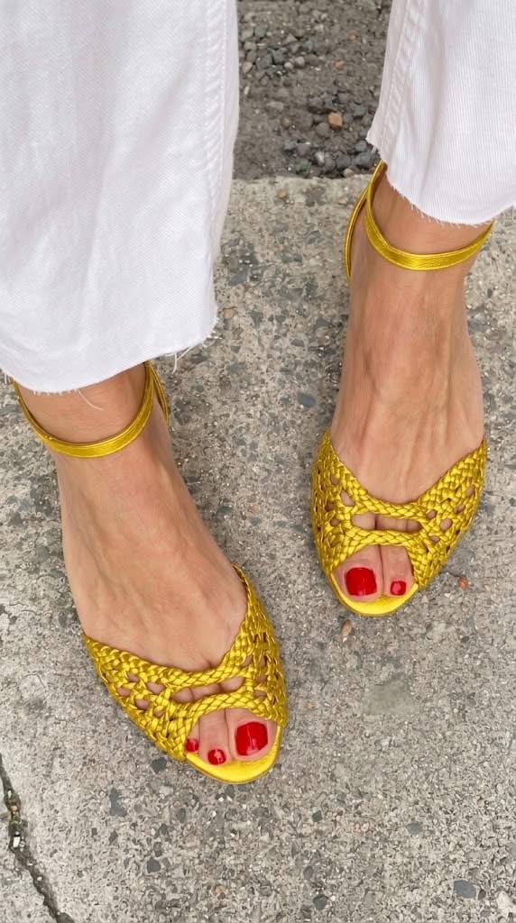 Isadora Woven Faux Leather Ankle-Strap Cushioned Sandals for Women