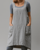 Cotton Linen Summer Pinafore Dress with Pockets for Women