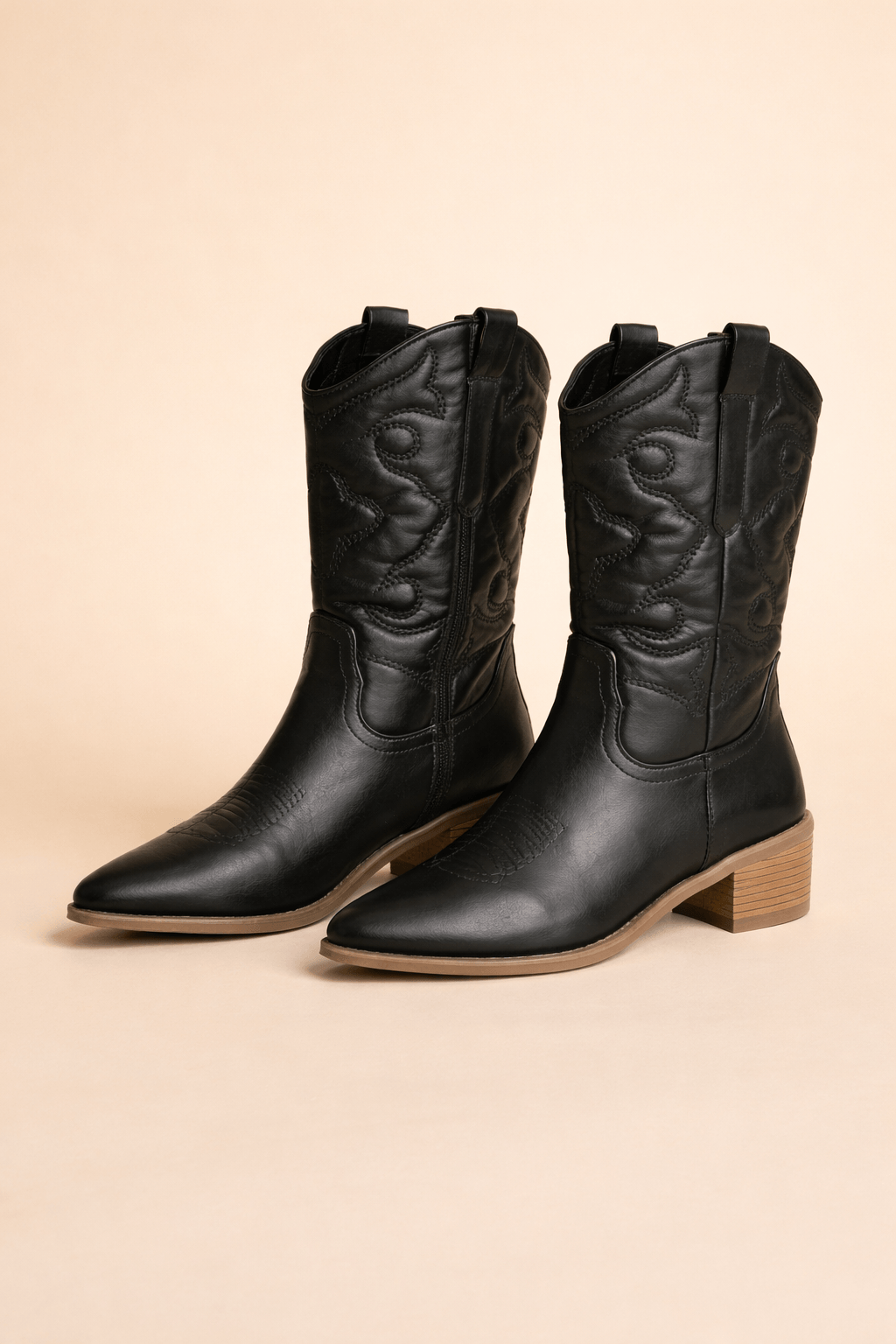 Valentina Rossi | Embroidered Synthetic Leather Western Work Boots for Women
