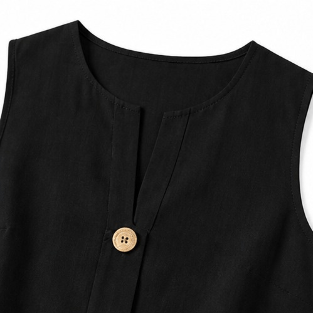 Women's Sleeveless Linen Top with Wide-Leg Tailored Trouser Set